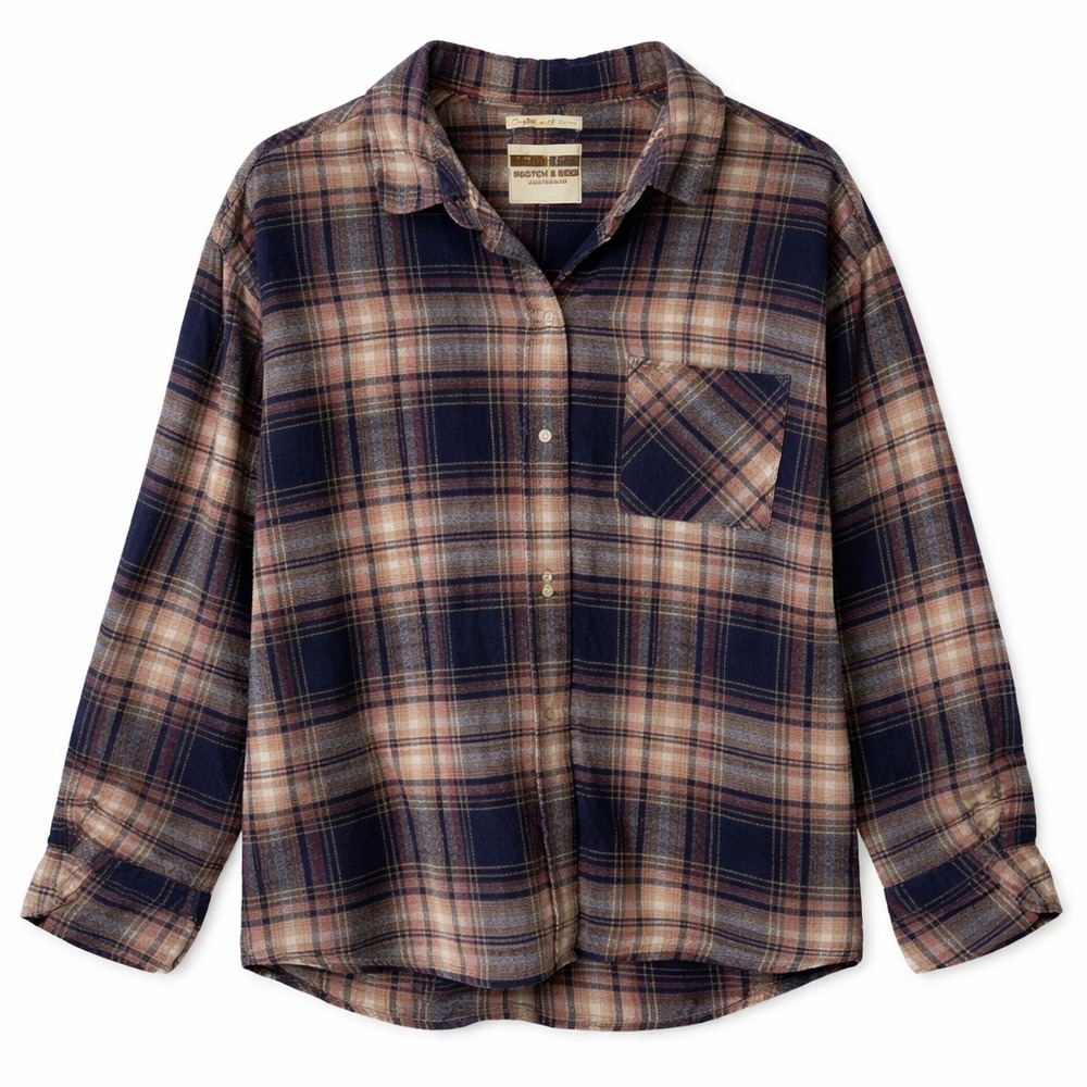 Scotch & Soda‎ Amsterdam Womens XL Plaid Flannel Button Down Shirt NWT Cabincore